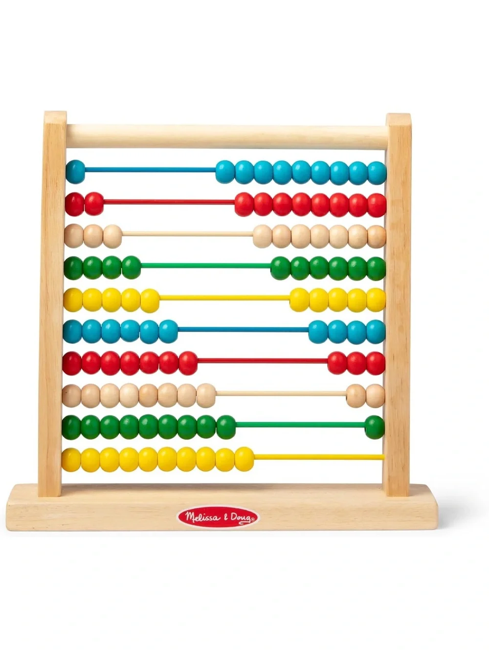 Melissa & Doug Wooden Colorful Bead Abacus - Red Blue Green Yellow Natural